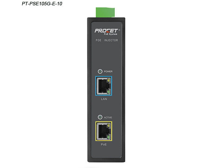 Black IP40 1 Port 30W Midspan PoE Injector 144.5mmX95mmX35.4mm